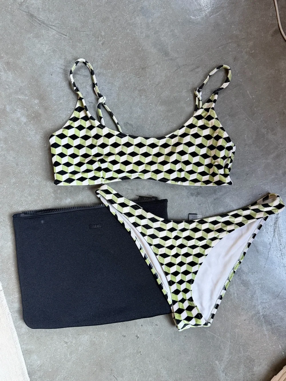 Triangl swimwear Black, White and Lime Geometric Bikini Set!